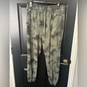 Maurices Green and Black Track Pants with Artistic Design